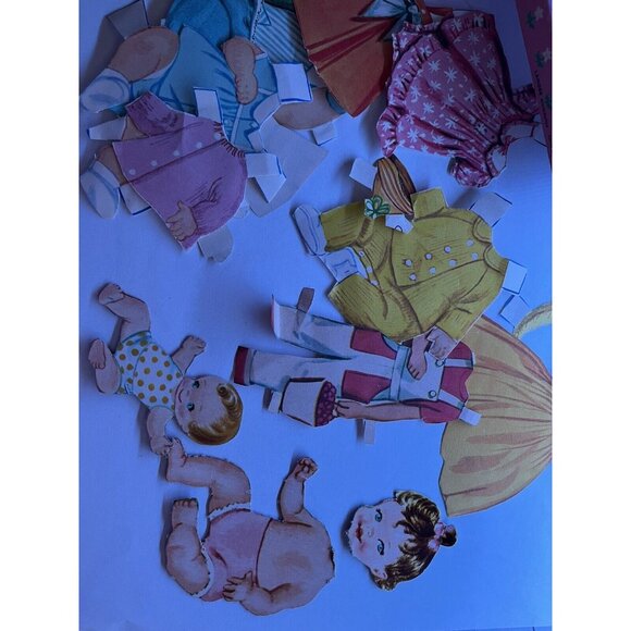 Vintage Baby Paper Dolls Cut 1950s Clothes Accessories with little miss pixiebox - Picture 4 of 5